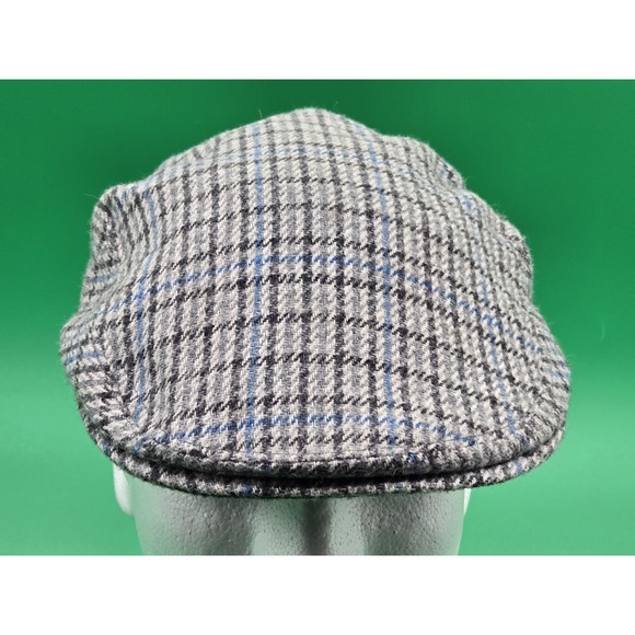 Barbour Hat Gray Blue Plaid Tweed Wool Blend Newsboy Flat Cap Size 7 3/8 - Picture 7 of 13